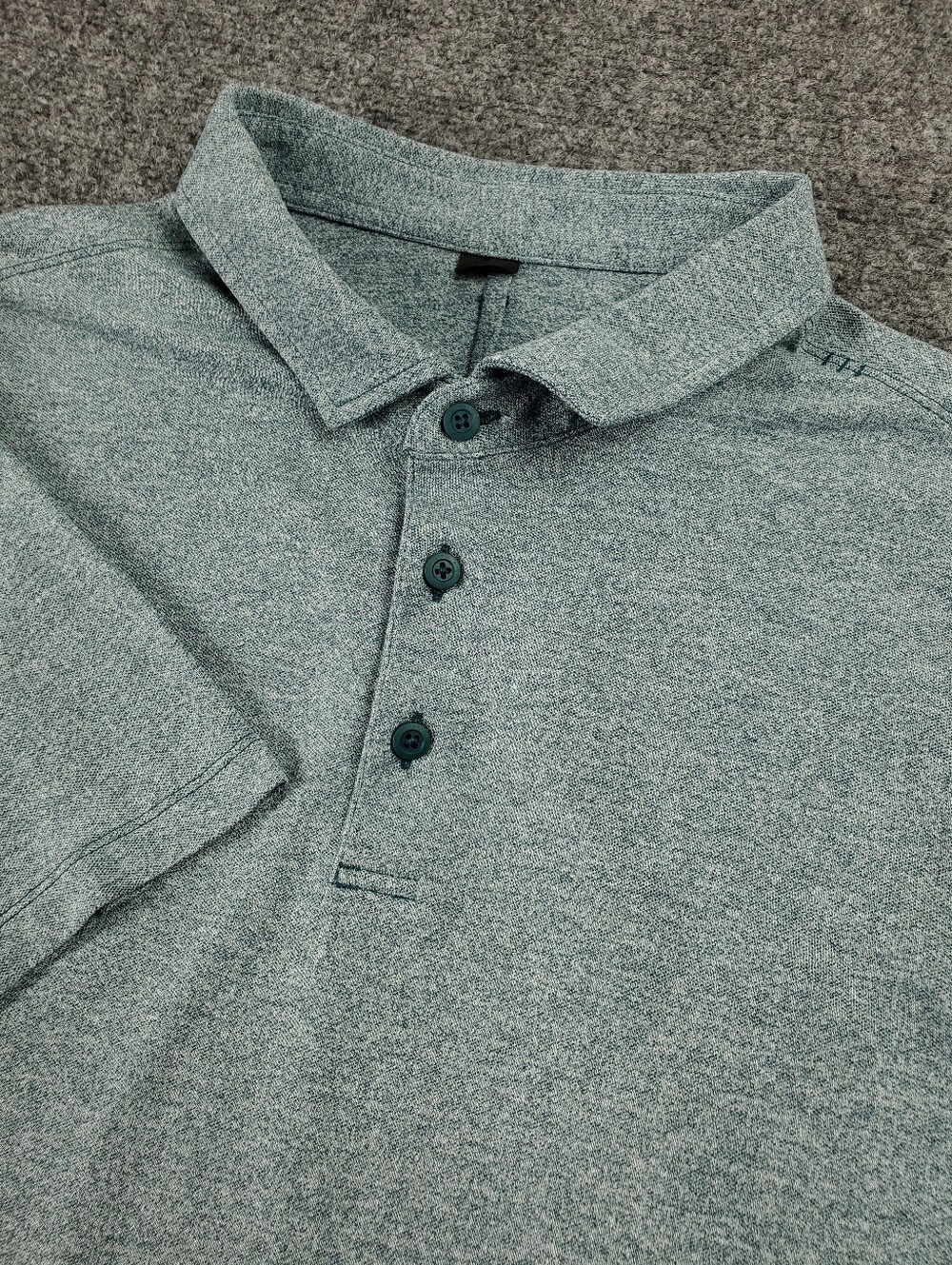 Lululemon Evolution Short Sleeve Polo Large Slim Heathered Teal Green Golf Shirt